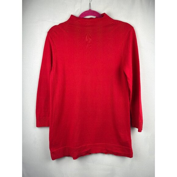 Iman Chic Mock Neck Knit Sweater Red Long Sleeve Soft Textured Womens Top - Picture 2 of 5